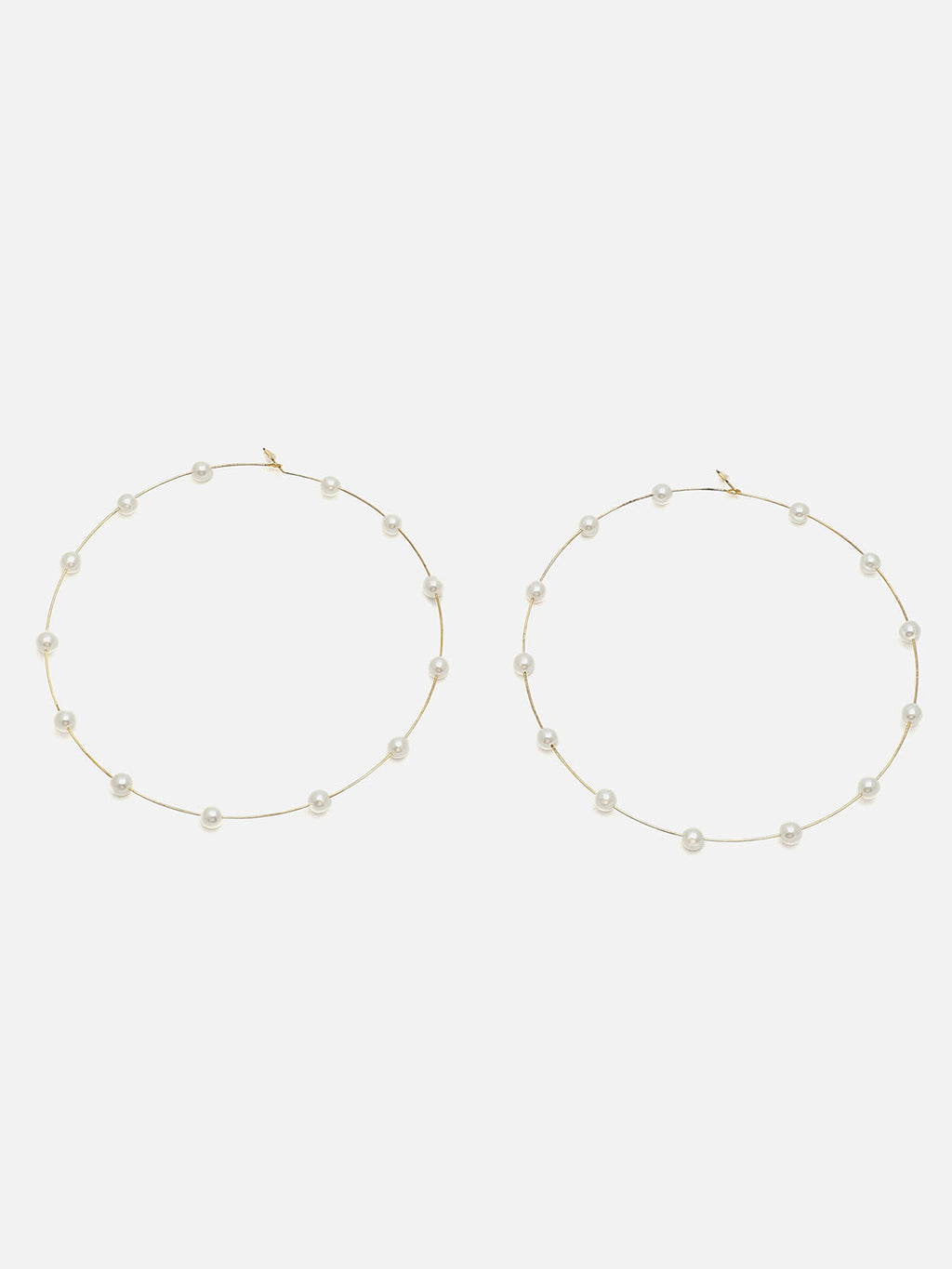 The Lined-Pearl Maxi Hoop Earrings - Pearl White