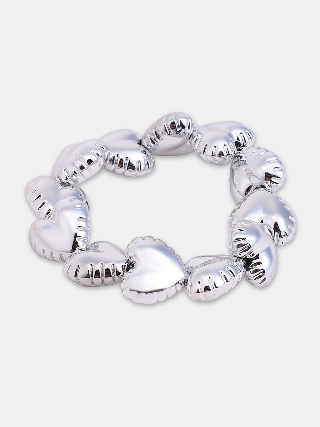 The Puffer-Cuoer Beaded Bracelet - Metallic Silver