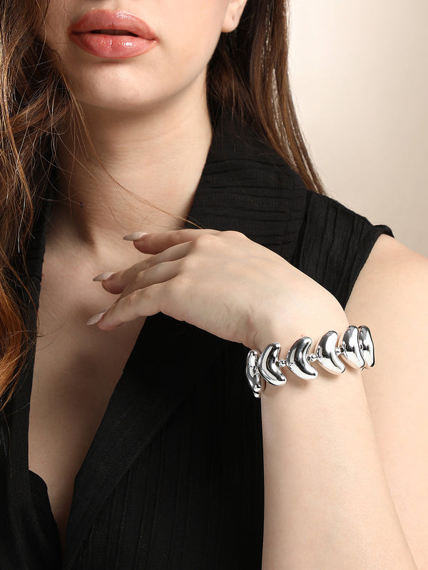 The Arc Beaded Bracelet - Metallic Silver