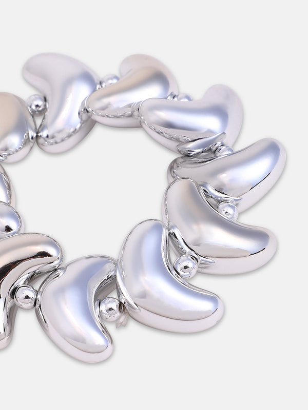 The Arc Beaded Bracelet - Metallic Silver