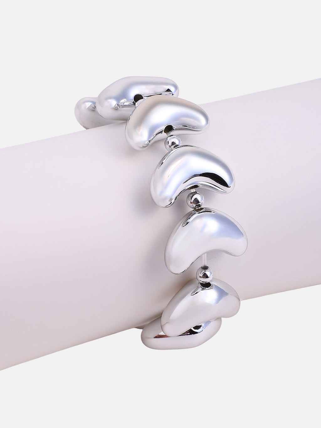 The Arc Beaded Bracelet - Metallic Silver