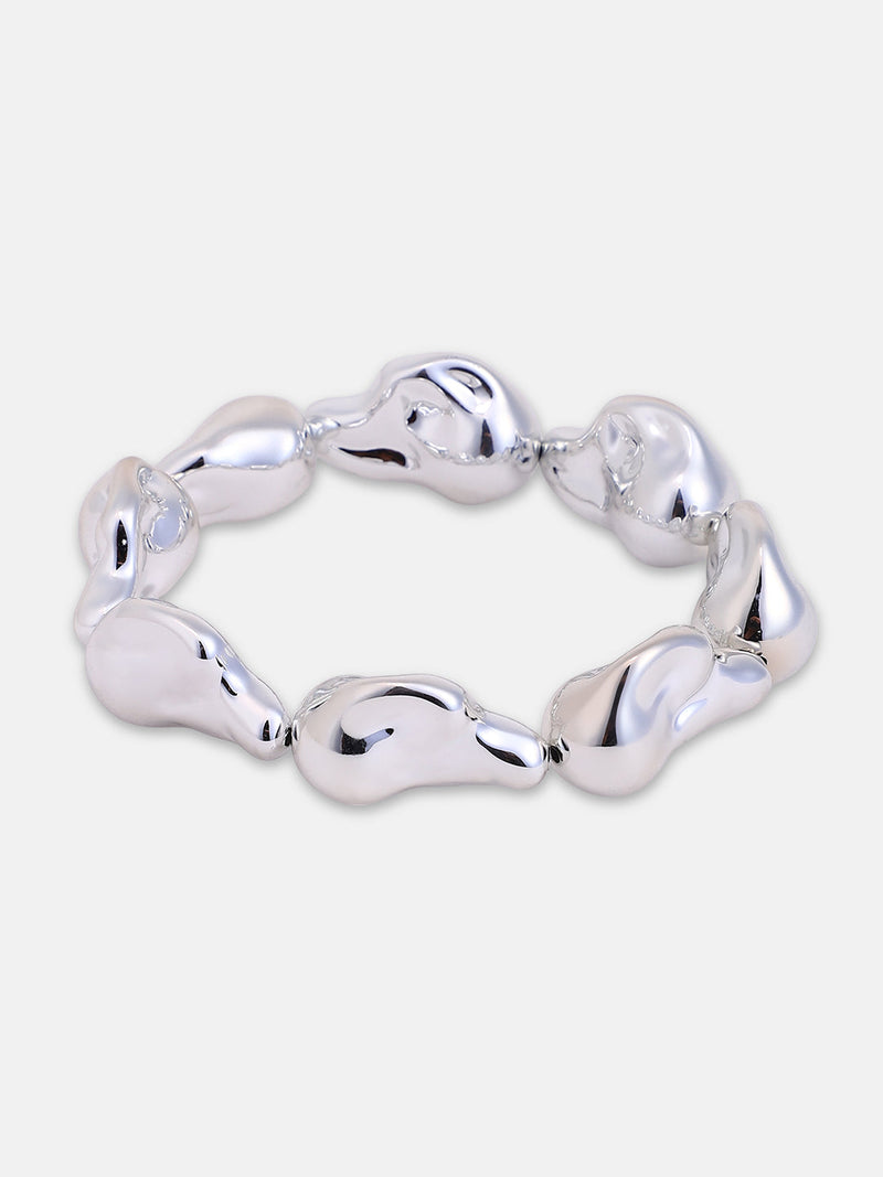The Hammered Beaded Bracelet - Metallic Silver