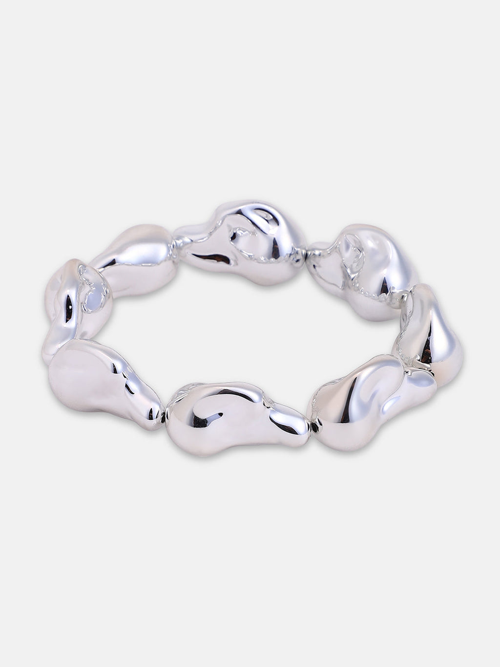 The Hammered Beaded Bracelet - Metallic Silver