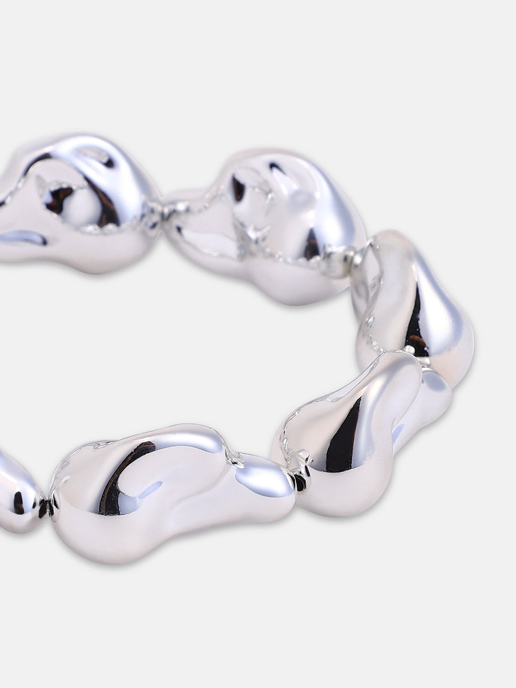 The Hammered Beaded Bracelet - Metallic Silver
