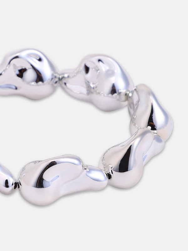 The Hammered Beaded Bracelet - Metallic Silver