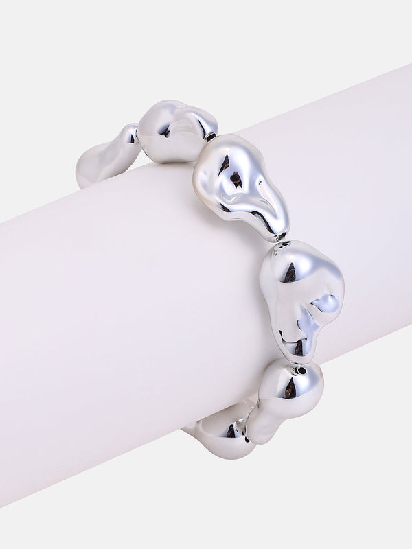 The Hammered Beaded Bracelet - Metallic Silver