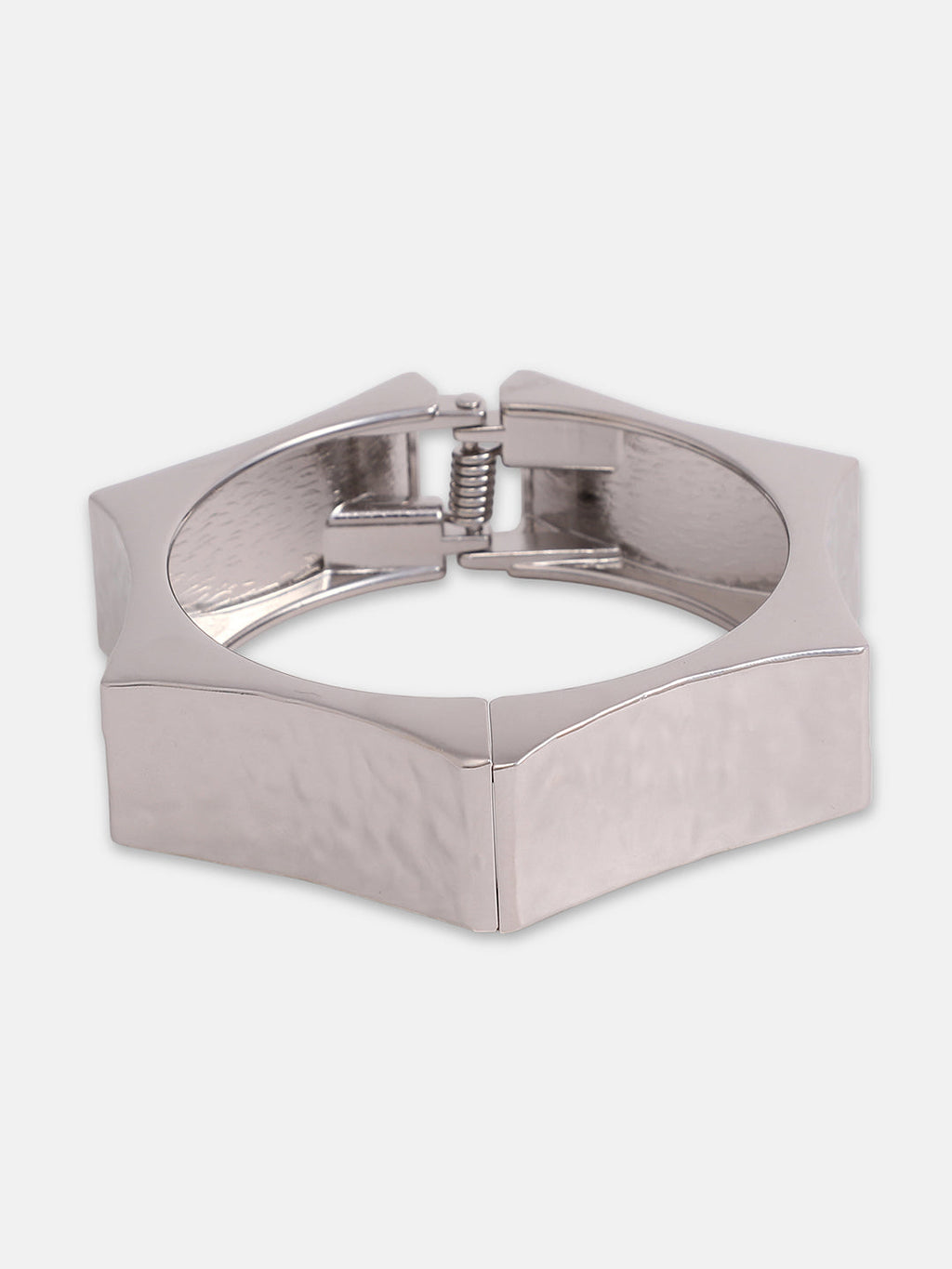 The Dented-Bolt Bangle Bracelet - Metallic Silver