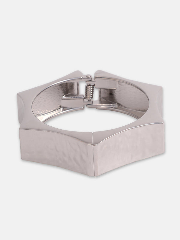 The Dented-Bolt Bangle Bracelet - Metallic Silver