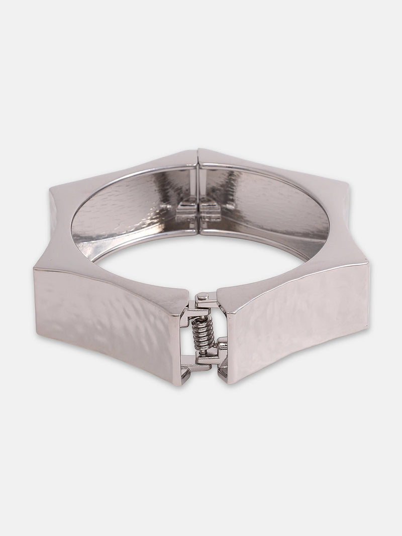 The Dented-Bolt Bangle Bracelet - Metallic Silver