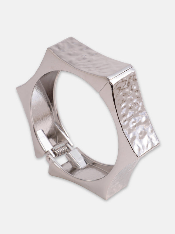 The Dented-Bolt Bangle Bracelet - Metallic Silver