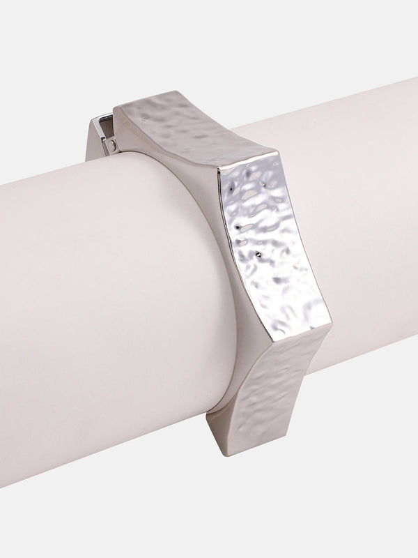 The Dented-Bolt Bangle Bracelet - Metallic Silver