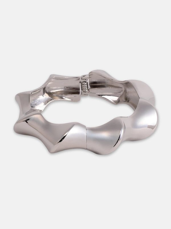 The Chunky-Twist Bangle Bracelet - Metallic Silver