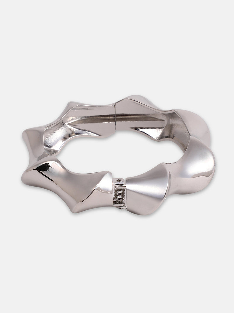 The Chunky-Twist Bangle Bracelet - Metallic Silver