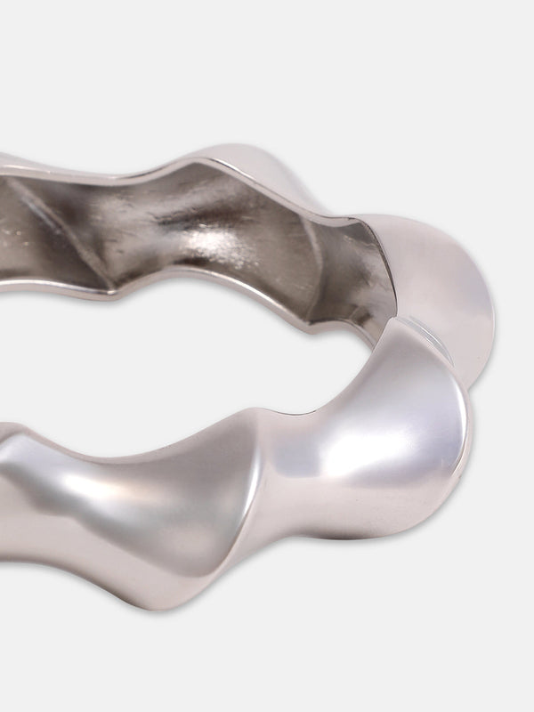 The Chunky-Twist Bangle Bracelet - Metallic Silver