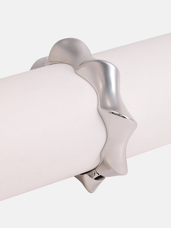 The Chunky-Twist Bangle Bracelet - Metallic Silver