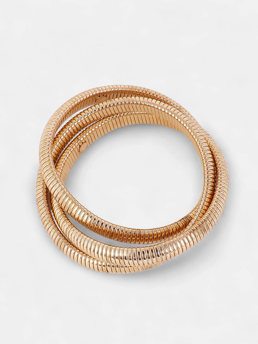 The Snake-Ribbed Bangle Bracelet - California Gold