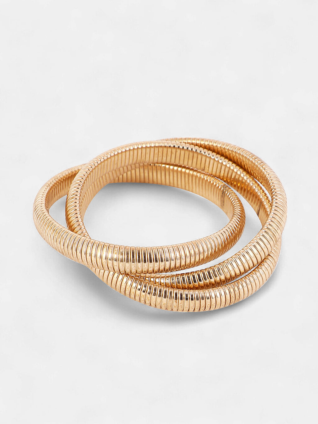 The Snake-Ribbed Bangle Bracelet - California Gold