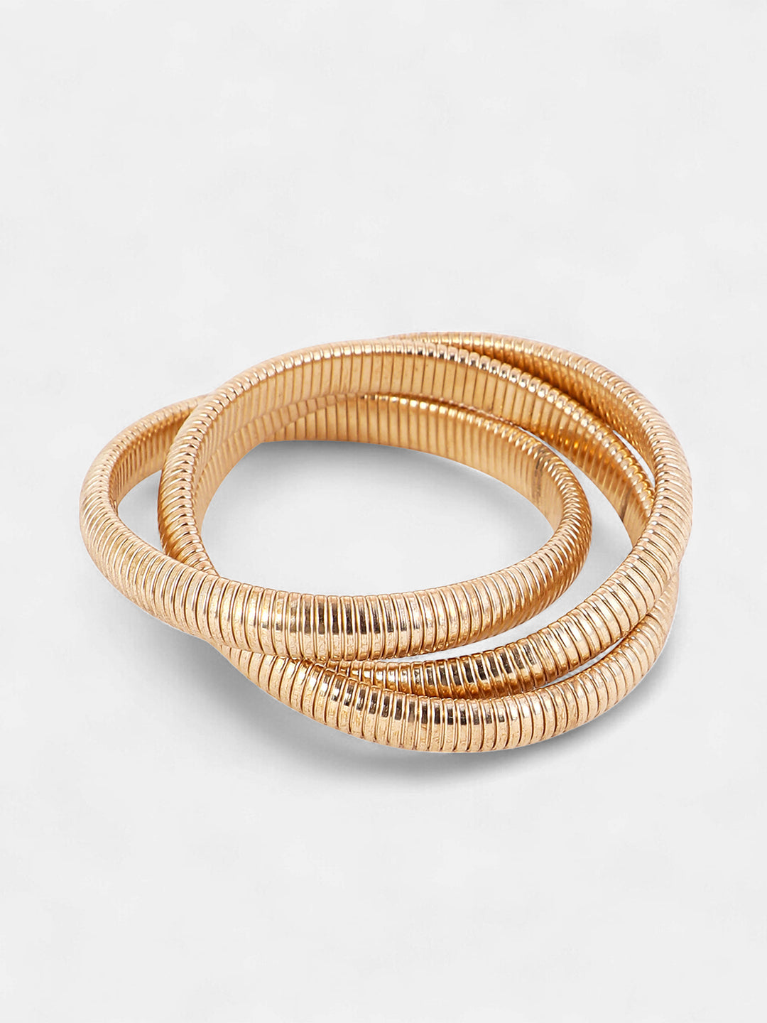 The Snake-Ribbed Bangle Bracelet - California Gold