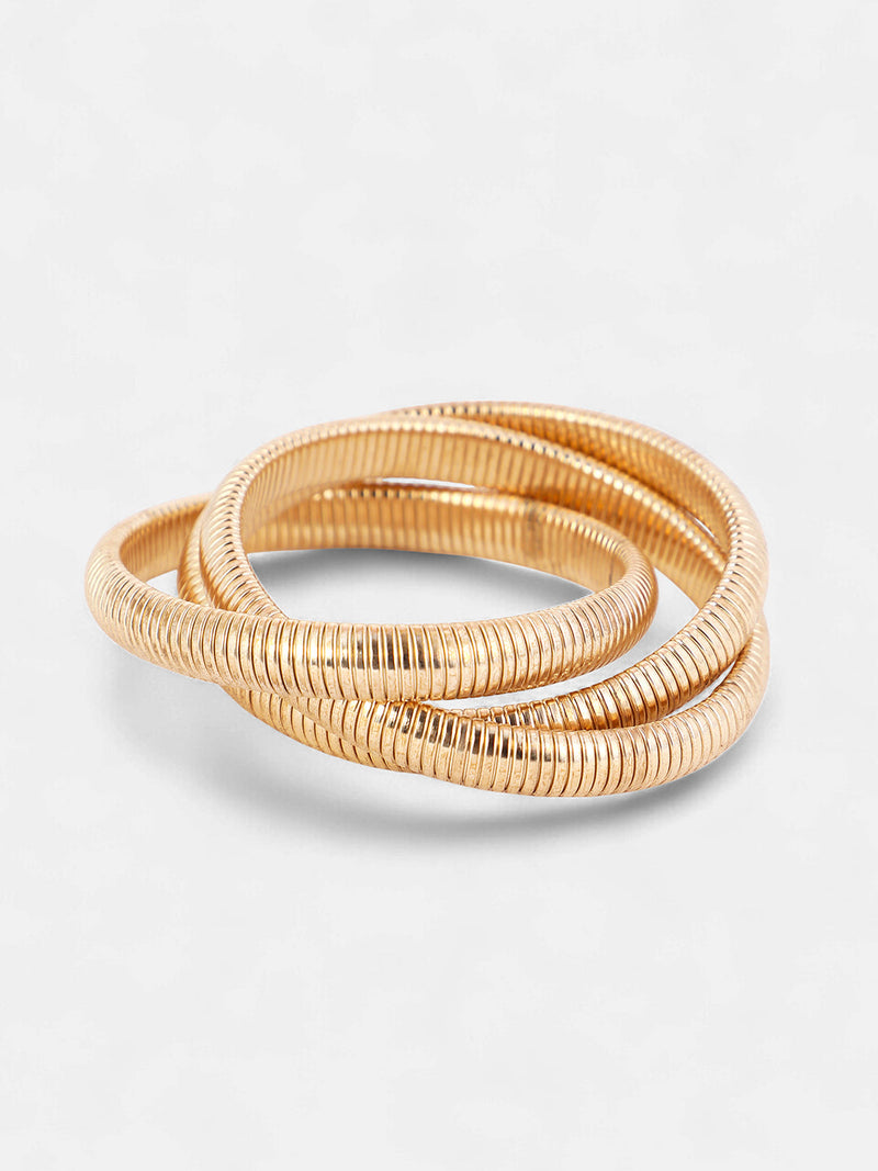 The Snake-Ribbed Bangle Bracelet - California Gold