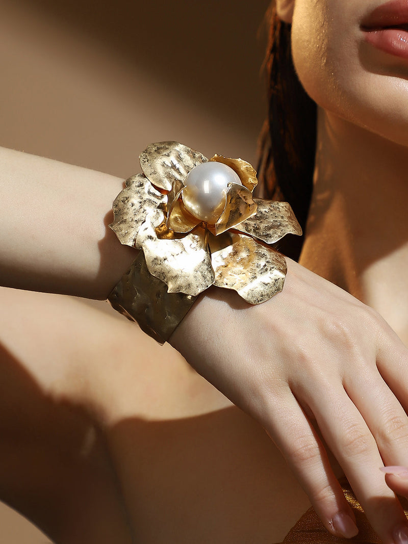 The Flora-Bloom Statement Bracelet - California Gold