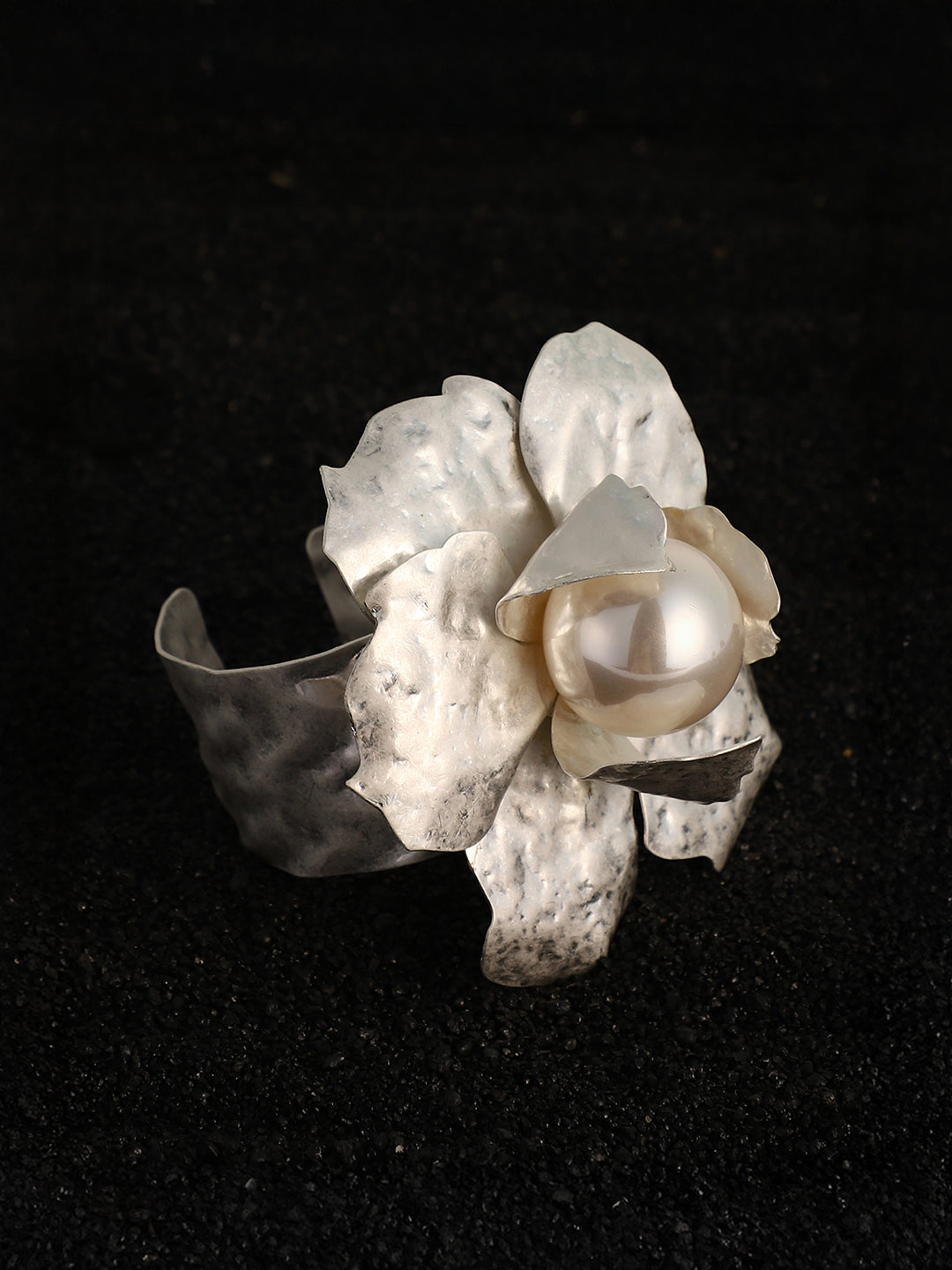 The Flora-Bloom Statement Bracelet - Metallic Silver
