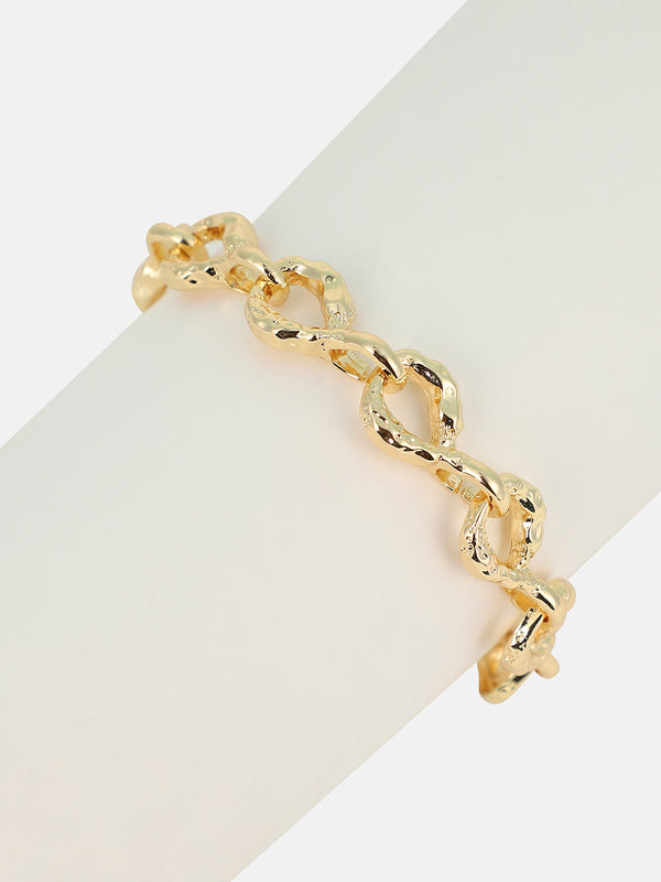 The Hammered Orb-Link Chain Bracelet - California Gold