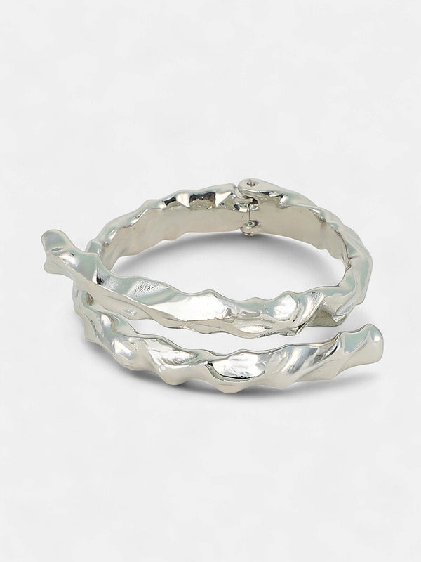 The Crumple-Wrap Cuff Bracelet - Metallic Silver