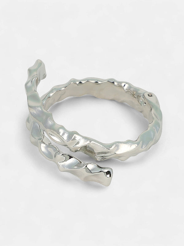 The Crumple-Wrap Cuff Bracelet - Metallic Silver