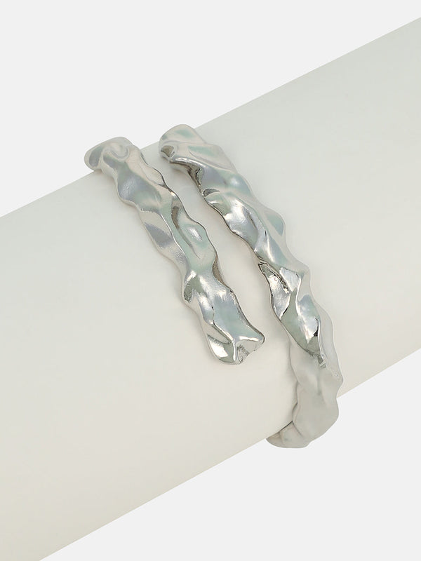 The Crumple-Wrap Cuff Bracelet - Metallic Silver