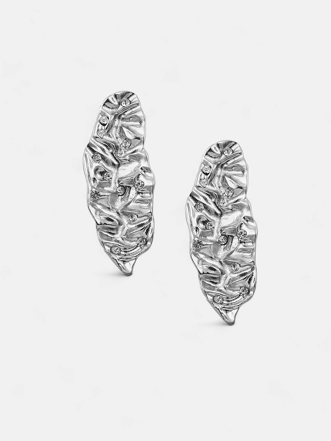 The Foglia Drop Earrings - Metallic Silver