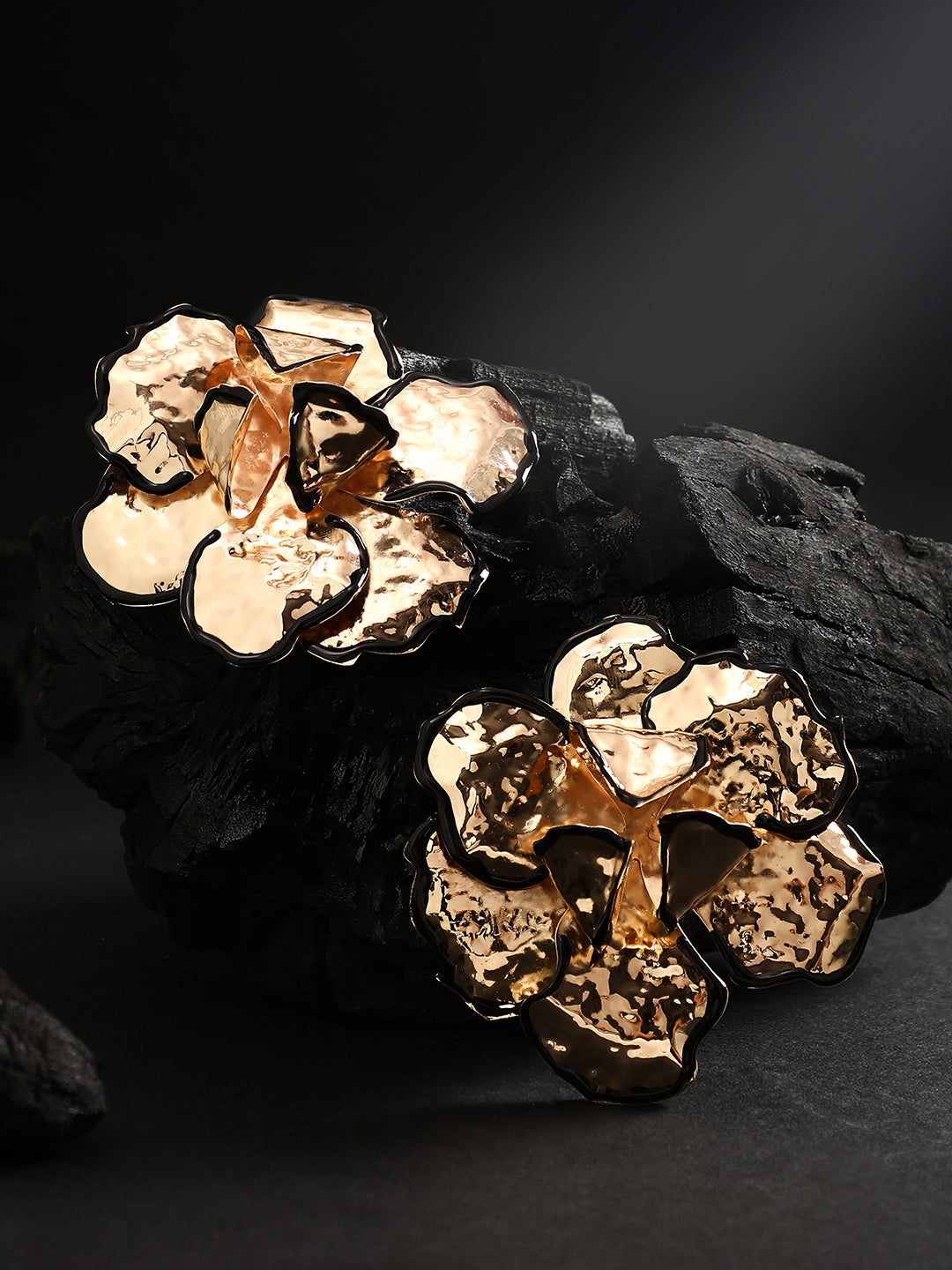 The Dented-Primrose Statement Earrings - California Gold