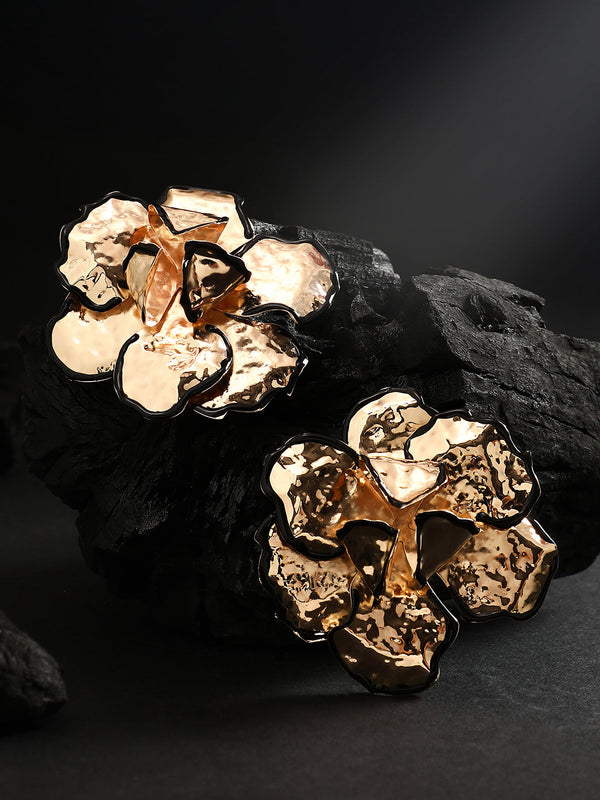 The Dented-Primrose Statement Earrings - California Gold