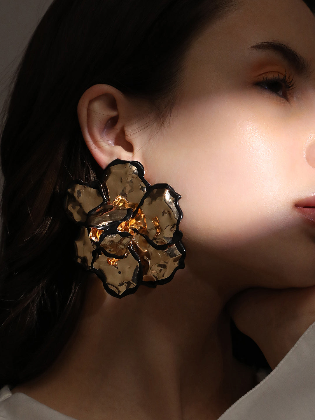 The Dented-Primrose Statement Earrings - California Gold
