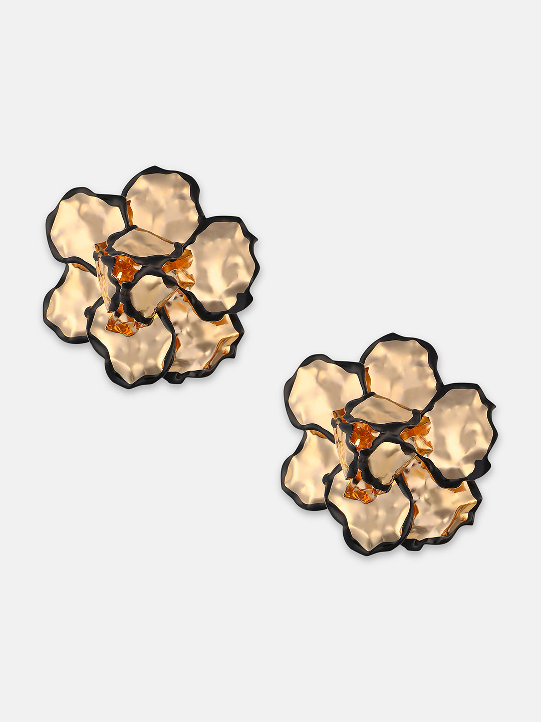 The Dented-Primrose Statement Earrings - California Gold