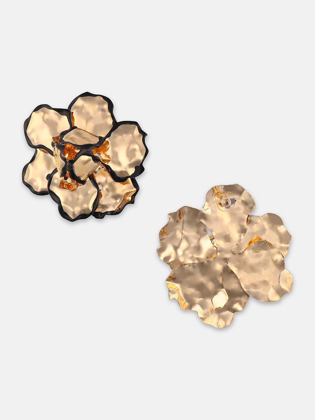 The Dented-Primrose Statement Earrings - California Gold