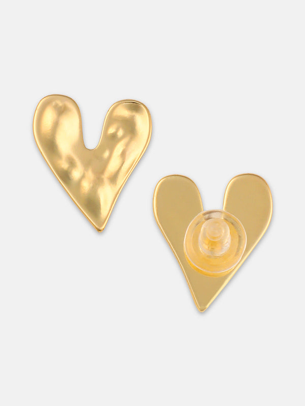 The Dented-Coeur Stud Earrings - California Gold