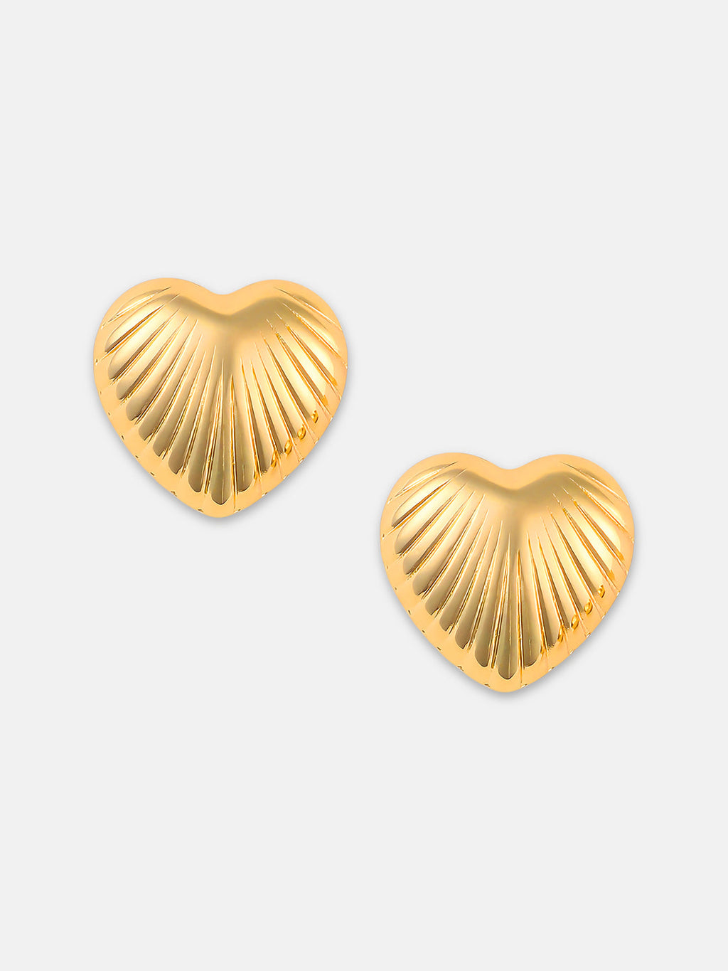 Women's The Ribbed-Coeur Stud Earrings - California Gold