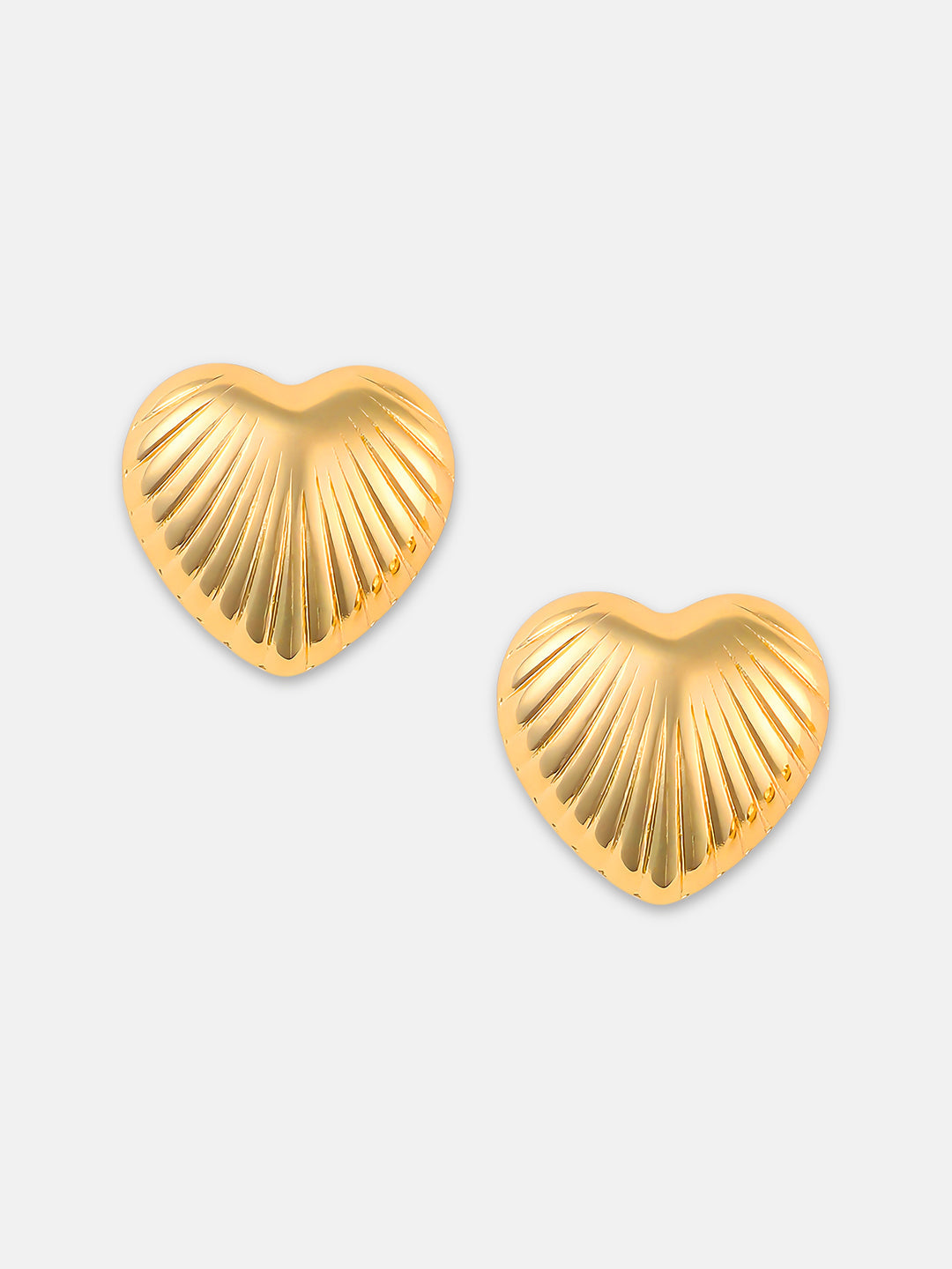 Women's The Ribbed-Coeur Stud Earrings - California Gold