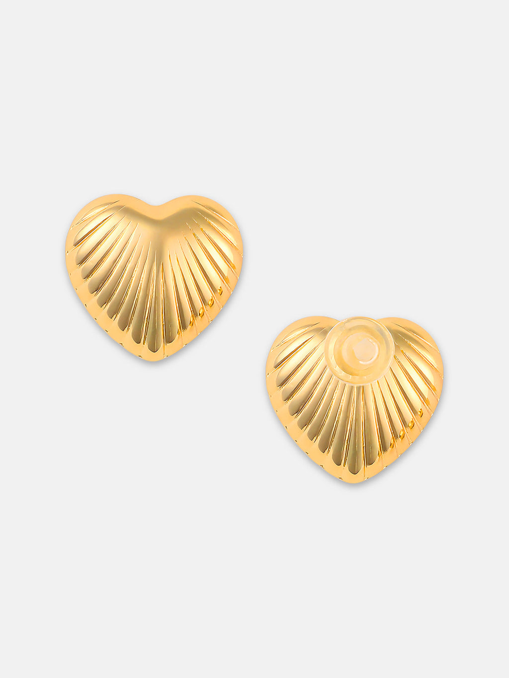 Women's The Ribbed-Coeur Stud Earrings - California Gold
