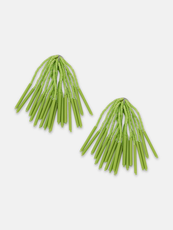 The Long Fringette Drop Earrings - Kelly Green