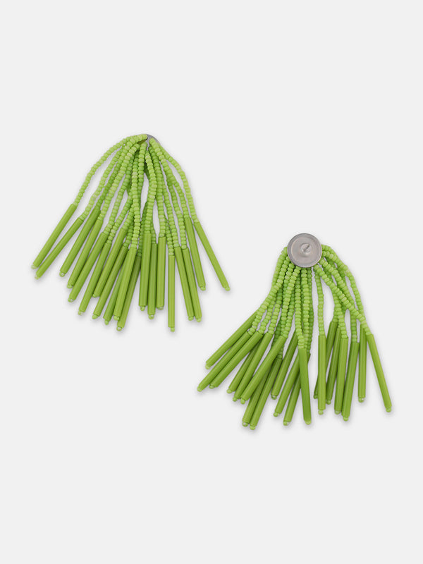 The Long Fringette Drop Earrings - Kelly Green