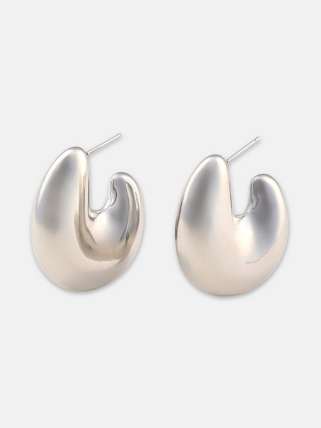 The Chunky-Lumé Hoop Earrings - Metallic Silver