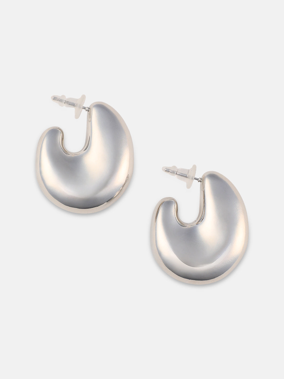 The Chunky-Lumé Hoop Earrings - Metallic Silver