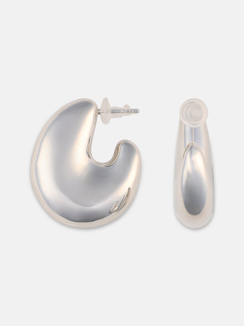 The Chunky-Lumé Hoop Earrings - Metallic Silver