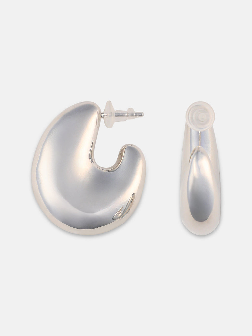 The Chunky-Lumé Hoop Earrings - Metallic Silver