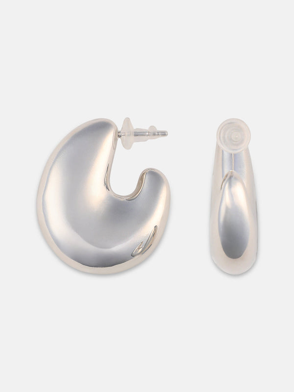 The Chunky-Lumé Hoop Earrings - Metallic Silver