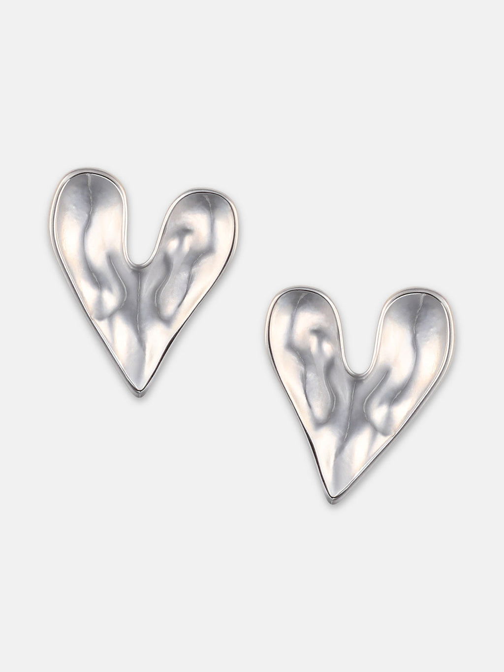The Dented-Coeur Stud Earrings - Metallic Silver
