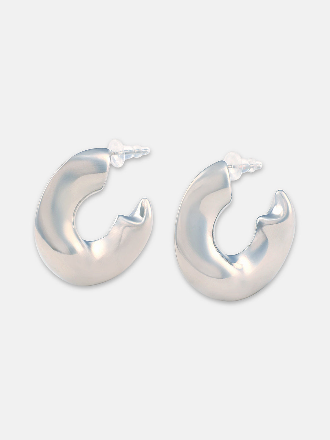 The Chunky-Swirl Hoop Earrings - Metallic Silver