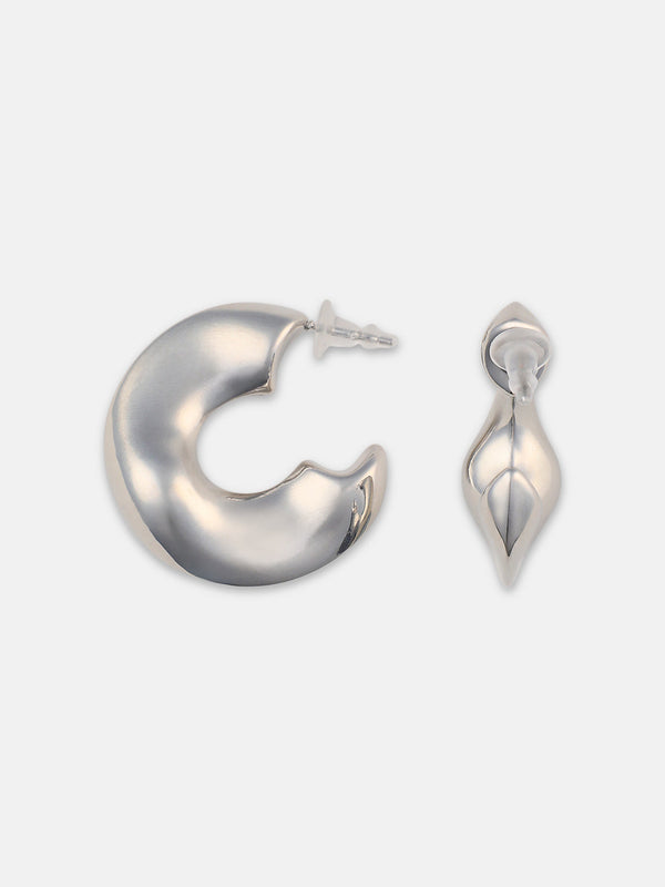 The Chunky-Swirl Hoop Earrings - Metallic Silver