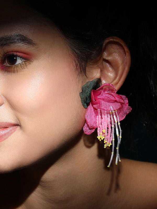 The Florelle Drop Earrings - Rose Pink
